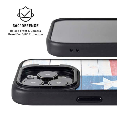 Texas Flag Light Wood iPhone 14 Pro Kickstand Case